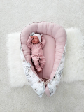 Hniezdo pre bábätká MAGNÓLIA bavlna/mušelín pastel ružový