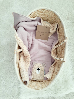 "Tuľkacia" mušelínová deka s mackom 65x90cm PASTEL ružová