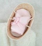 Mušelínová Zavinovačka Baby ružová 70x70cm s maslou a béžovou vsadkou