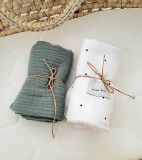 Sada 2ks plienky bodky 75x75cm + dark mint 60x60cm
