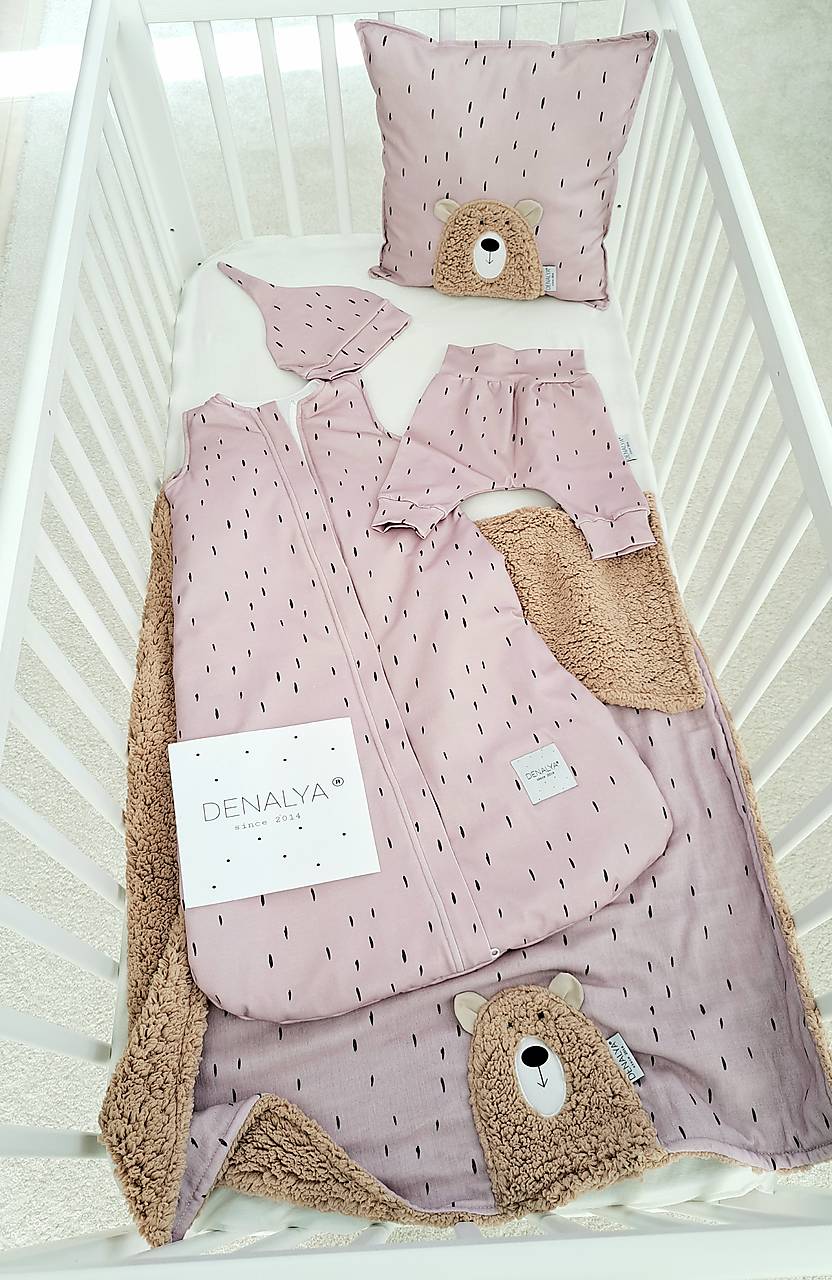 Deka do kočíka na jeseň 70x90cm s hnedým barančekom pastel ružová 