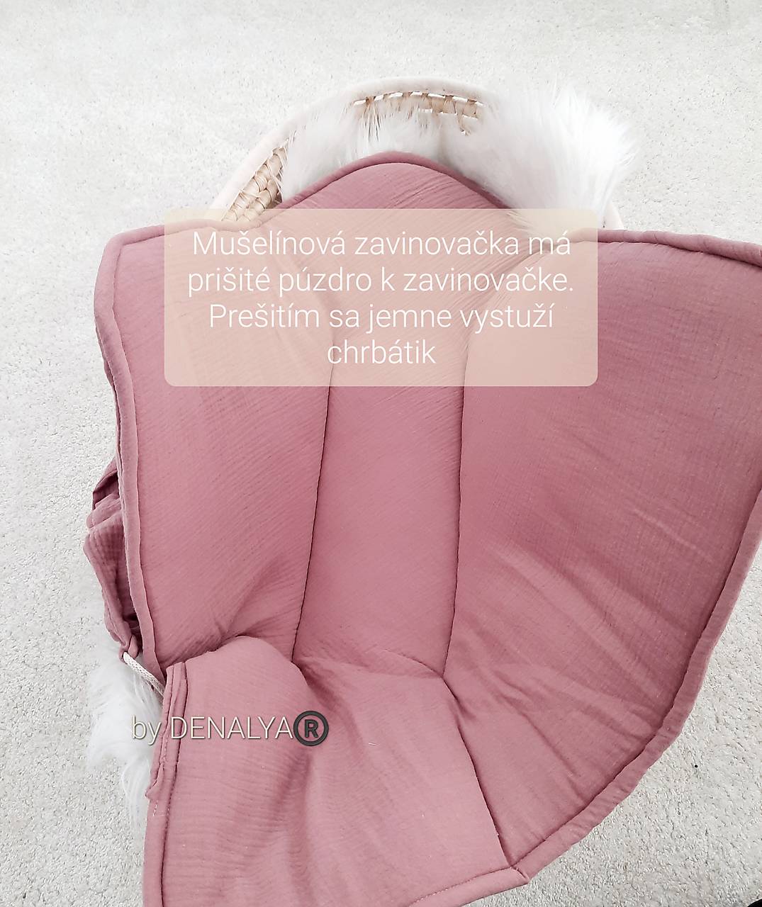 Mušelínová zavinovačka s viazaním jeansová Basic