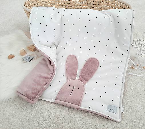 Teplá deka s vatelínom 70x90cm pastel ružový zajko