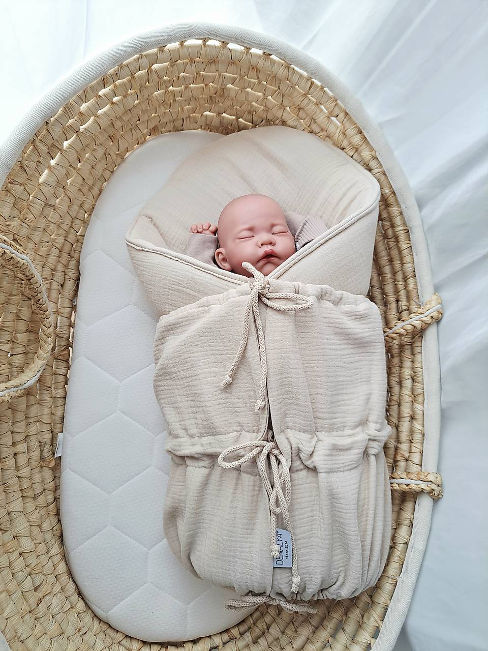 Mušelínová zavinovačka s viazaním – béžová