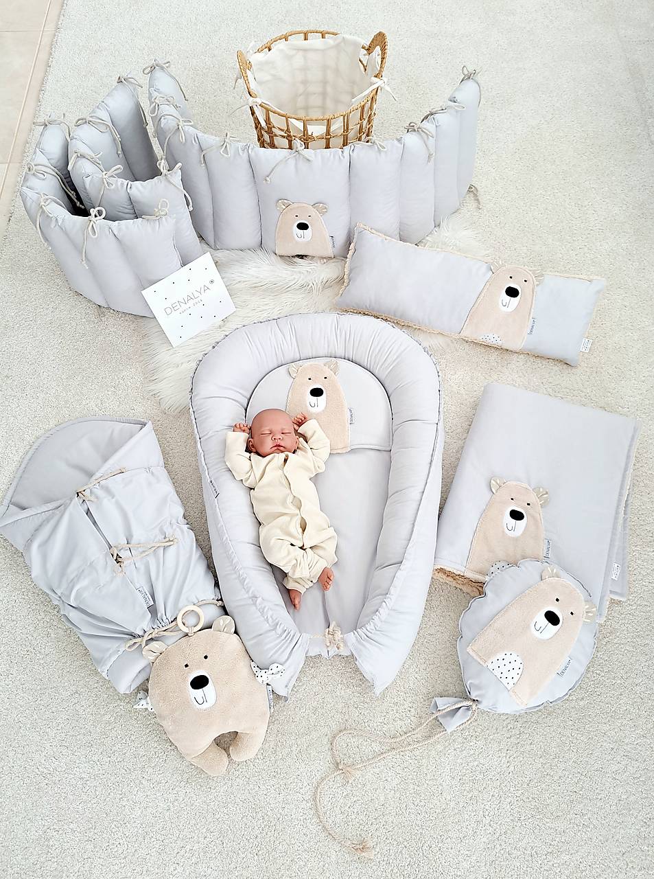 Sada do detskej postieľky – Šedá (8-dielna)