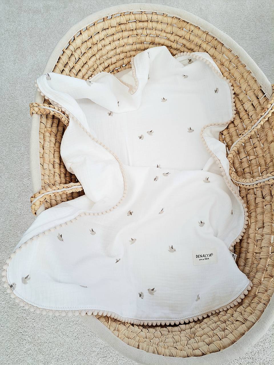 Letná mušelínová deka pre bábätko – vtáčiky