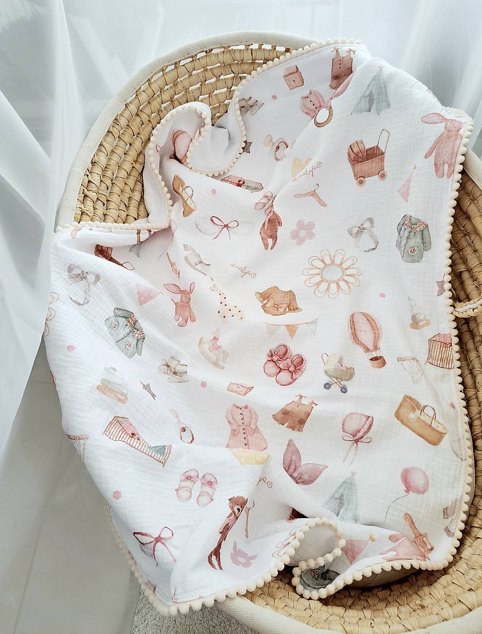 Letná mušelínová deka pre bábätko – pre dievčatko