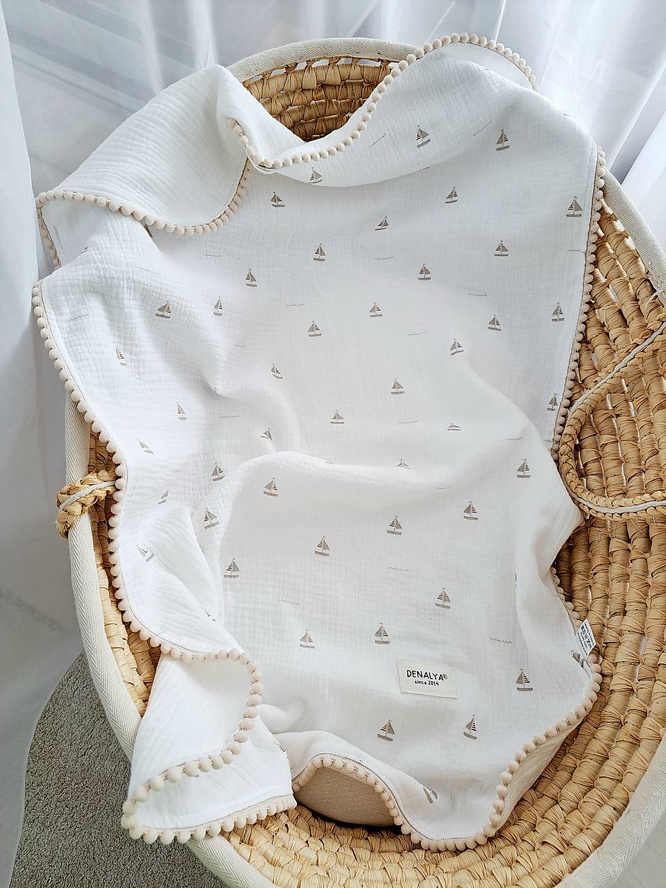 Letná mušelínová deka pre bábätko – loďky