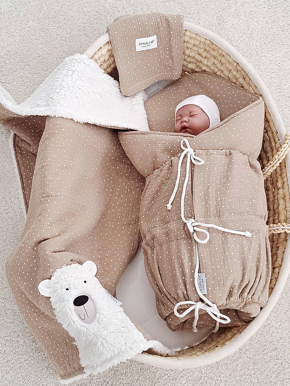 Mušelínová súprava pre bábätko 3v1 – Kakaová