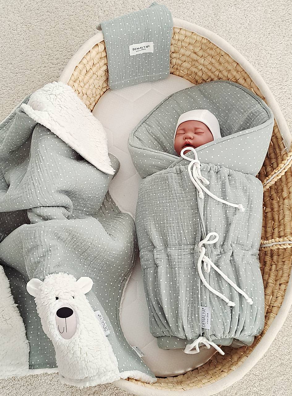 Mušelínová súprava pre bábätko 3v1 – Mineral Green