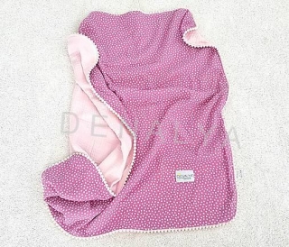 Všestranná mušelínová deka biele bodky na ružovej/ružová 90x90cm
