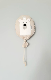 Balón na stenu latte bavlna macko Kráľ strieborná korunka