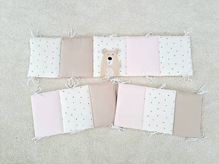 Mantinel PREMIUM BEAR latte/ružová/bodky 240cmx30cm